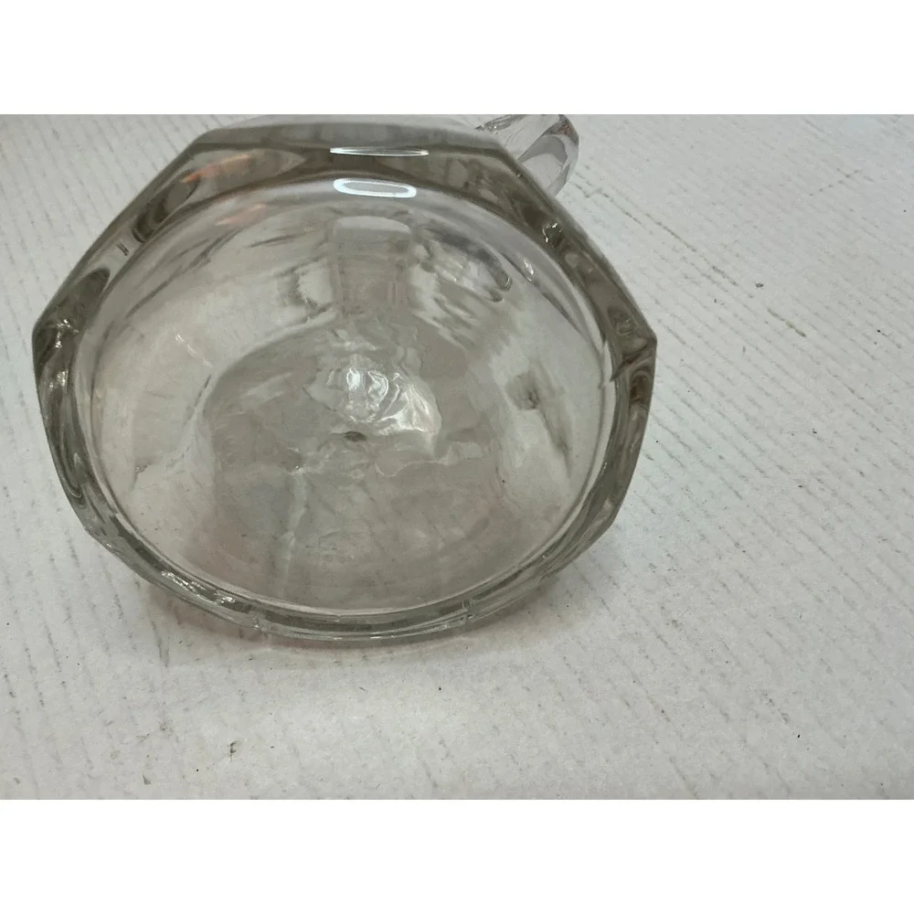 Vintage Glass Cruet Decanter with Stopper Clear Paneled Small 5.5in